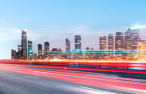 Zooming streak of a fast city